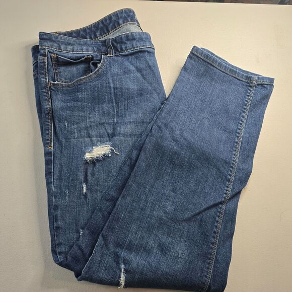 New York & Company Jeans Women's 18 Blue Distressed Low Rise*** Slim Slouch Leg - Picture 8 of 16